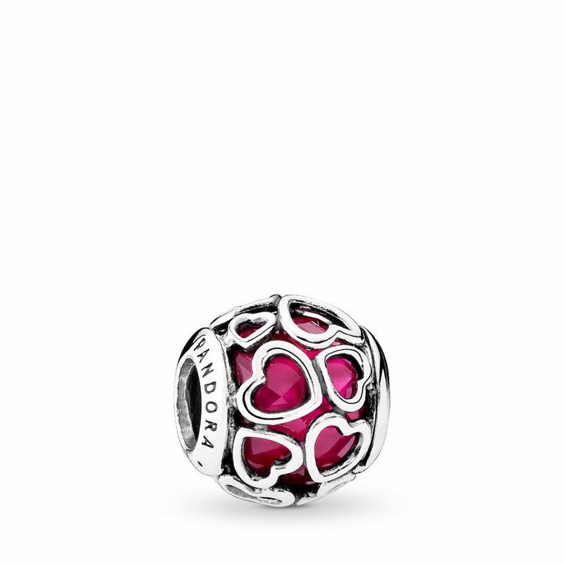 Pandora Cerise Encased In Love Charm - Sterling Silver/Pink/Crystal - Canada | FL3794HY